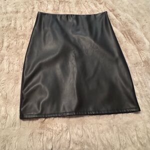 Elegant Black  Faux Leather Skirt